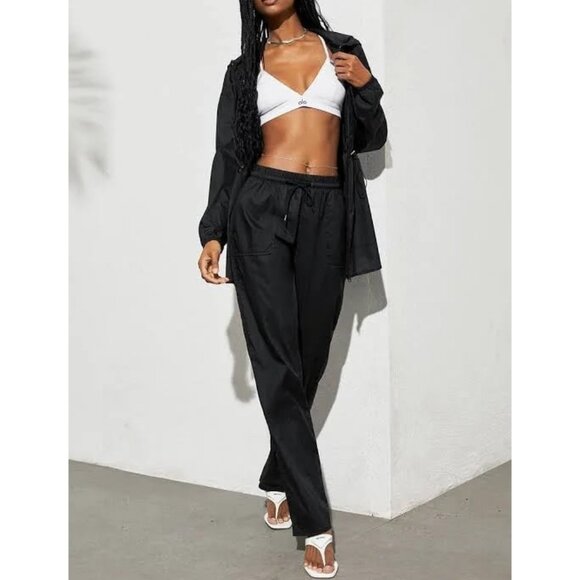 NEW Alo Cloud Nine Jacket Black Lightweight Hooded Hood Long Hoodie Windbreaker - Picture 6 of 10